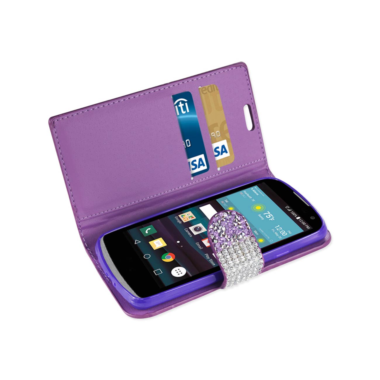 Wallet Case Diamond Rhinestone LG Spree Purple Color