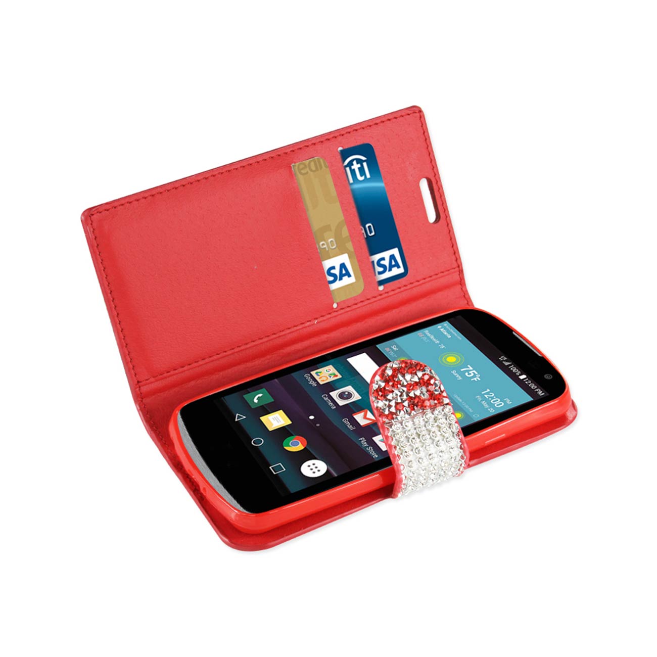 Wallet Case Diamond Rhinestone LG Spree Red Color
