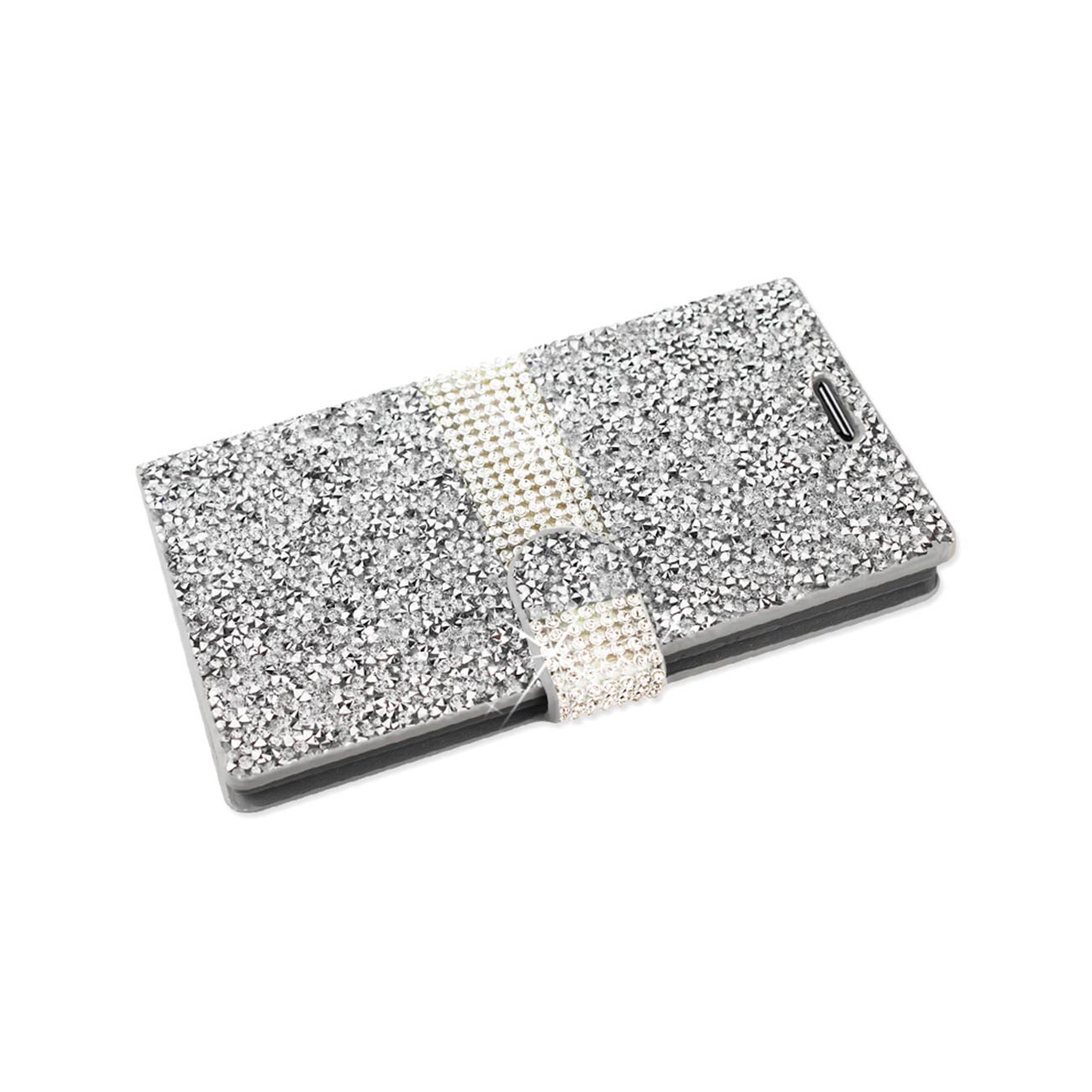 Wallet Case Diamond Rhinestone LG Spree Silver Color