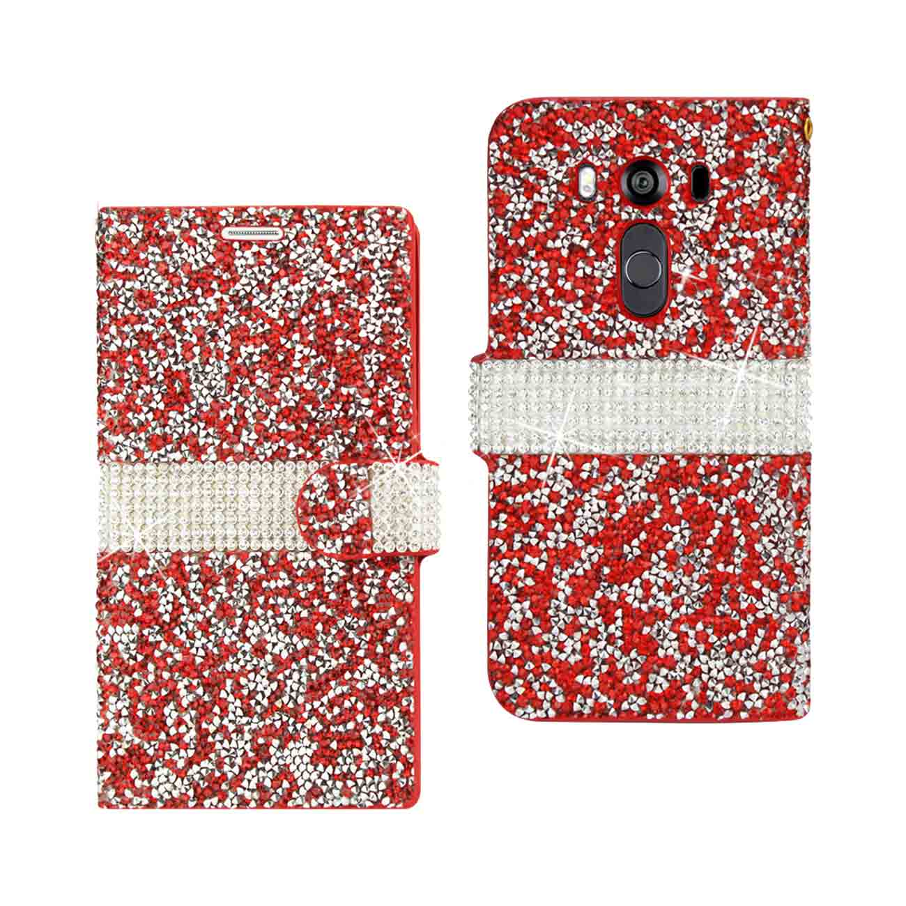 Wallet Case Diamond Rhinestone LG V10 Red Color