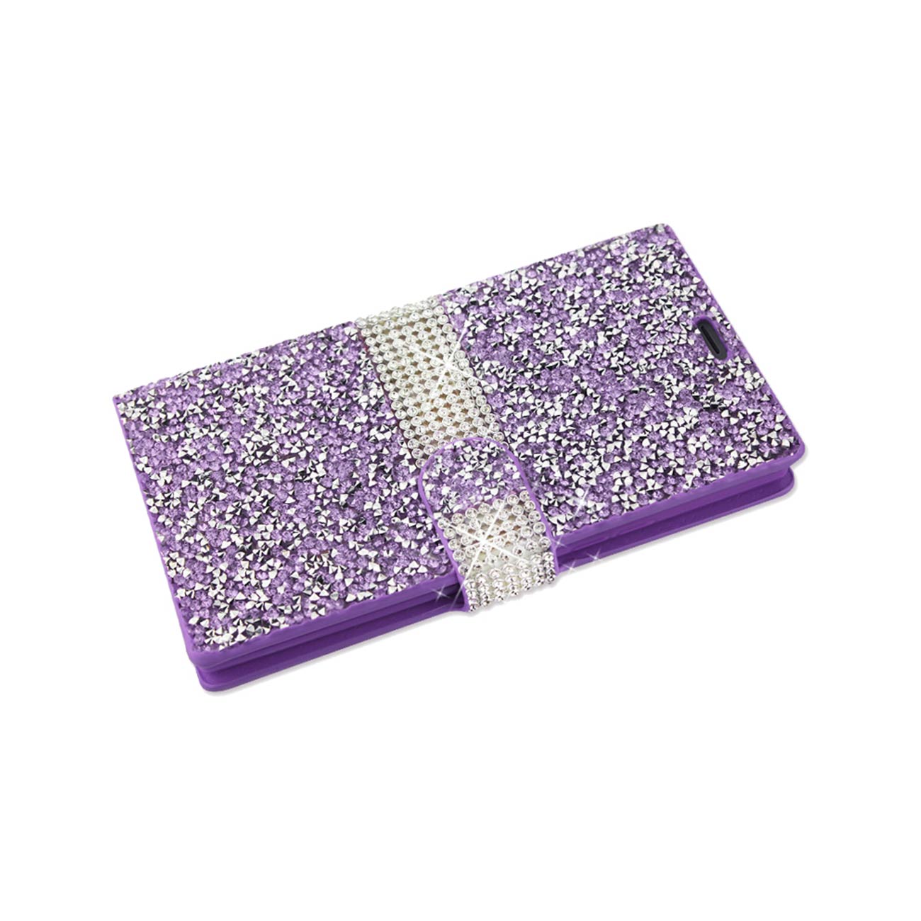 Wallet Case Diamond Rhinestone Samsung Galaxy S7 Edge Purple Color