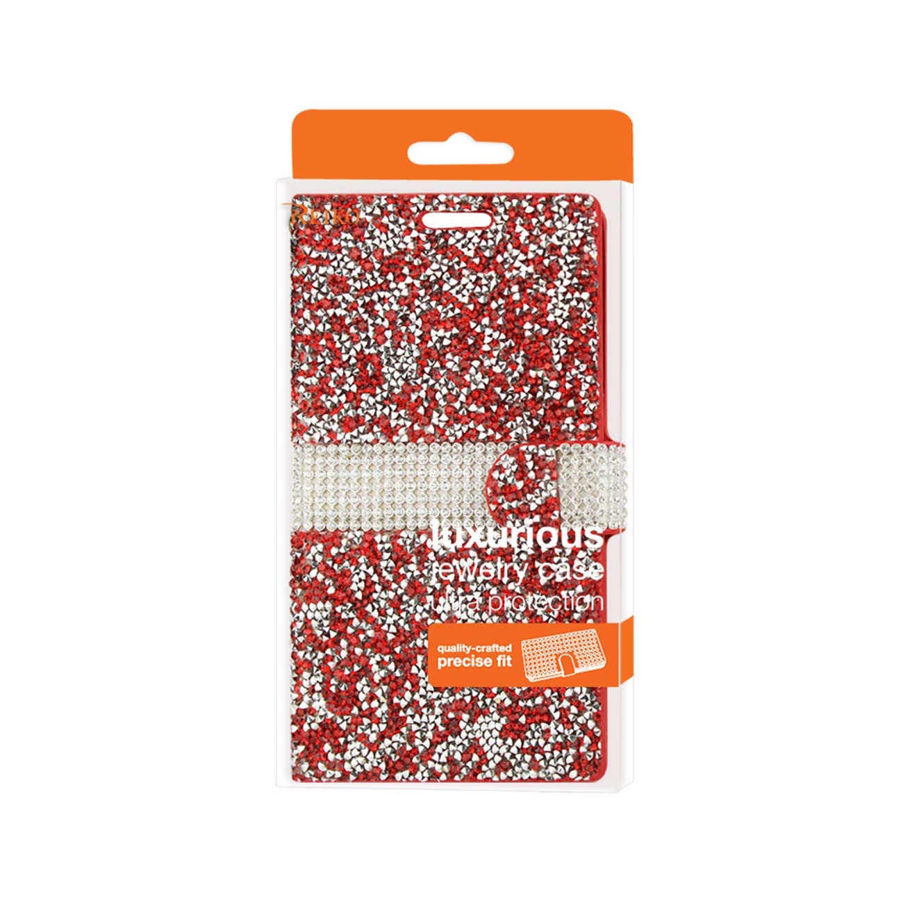 Wallet Case Diamond Rhinestone Samsung Galaxy S7 Edge Red Color