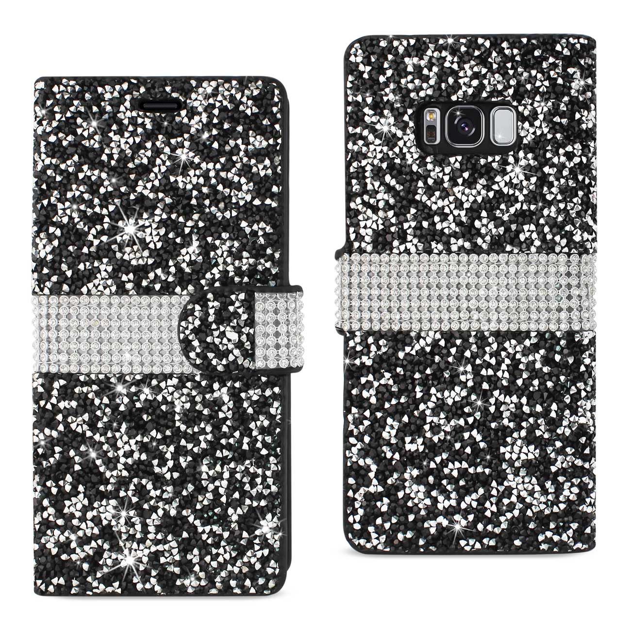 Wallet Case Diamond Rhinestone Samsung Galaxy S8 Edge/ S8 Plus Black Color