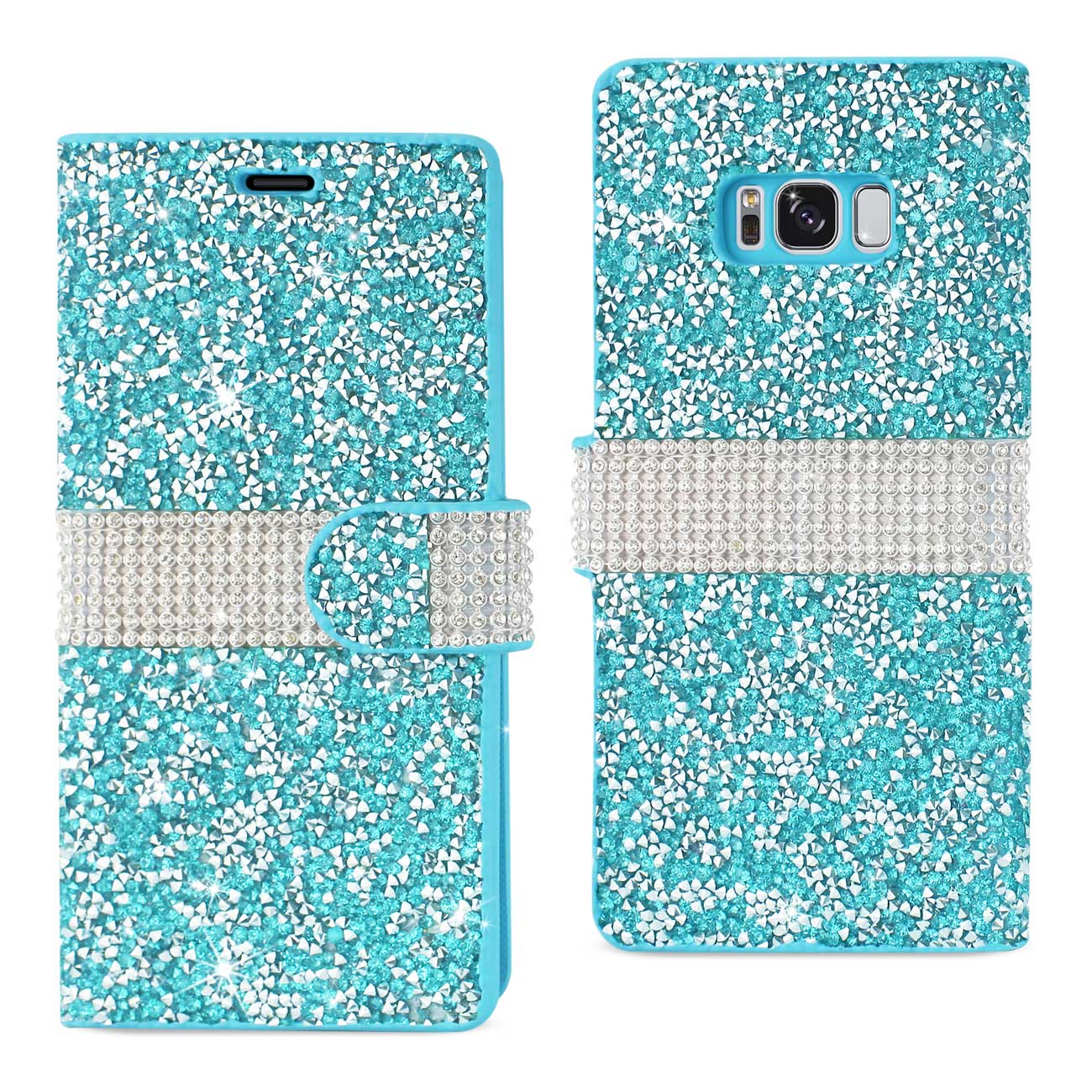 Wallet Case Diamond Rhinestone Samsung Galaxy S8 Edge/ S8 Plus Blue Color