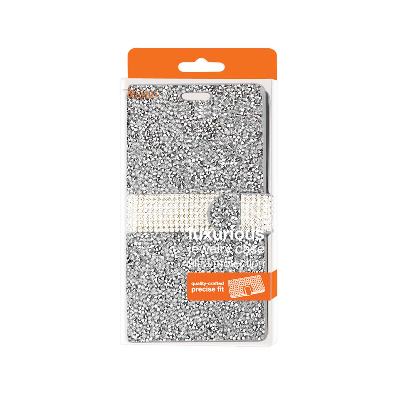 Wallet Case Diamond Rhinestone Samsung Galaxy J3 Silver Color