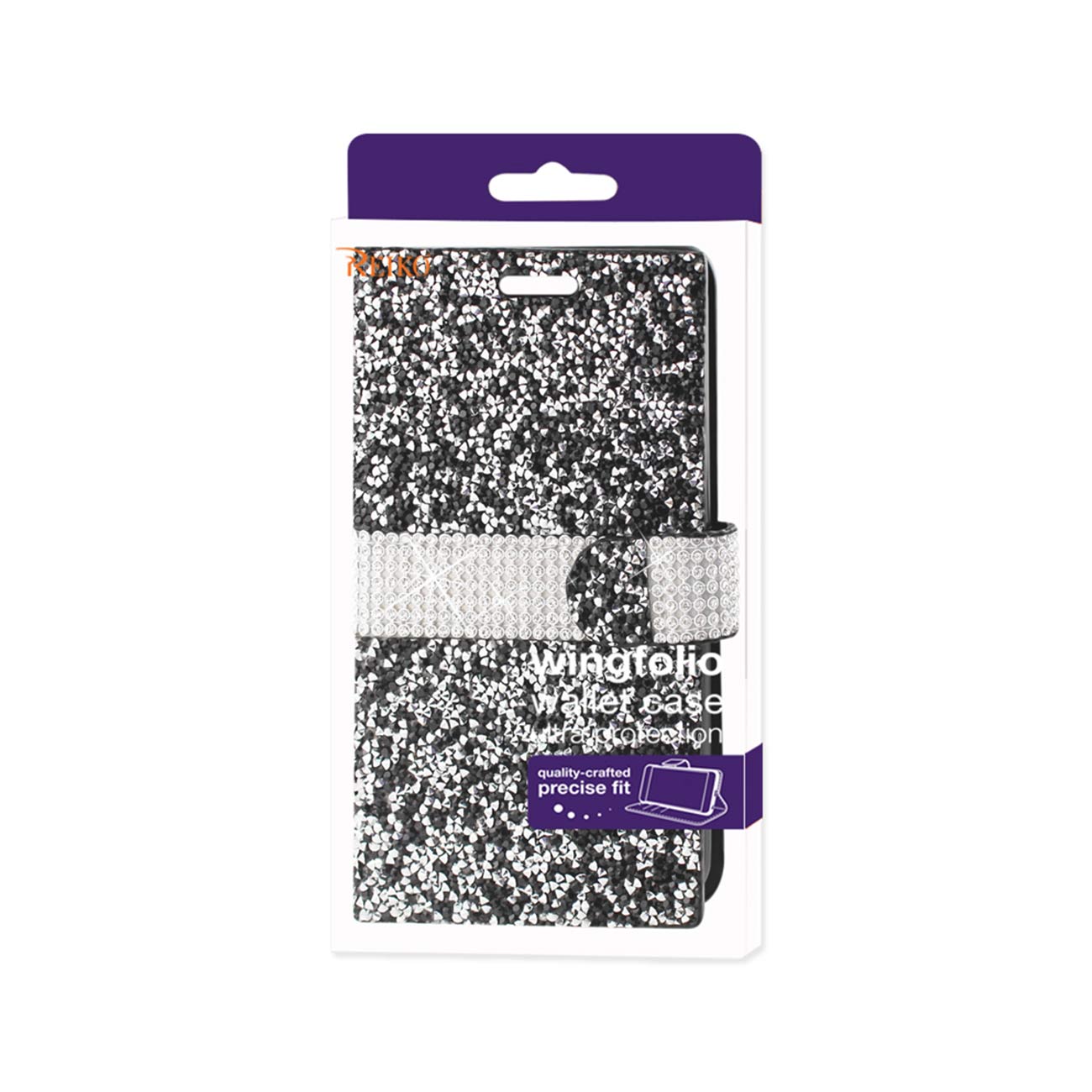 Wallet Case Diamond Rhinestone Samsung Galaxy J7 Black Color