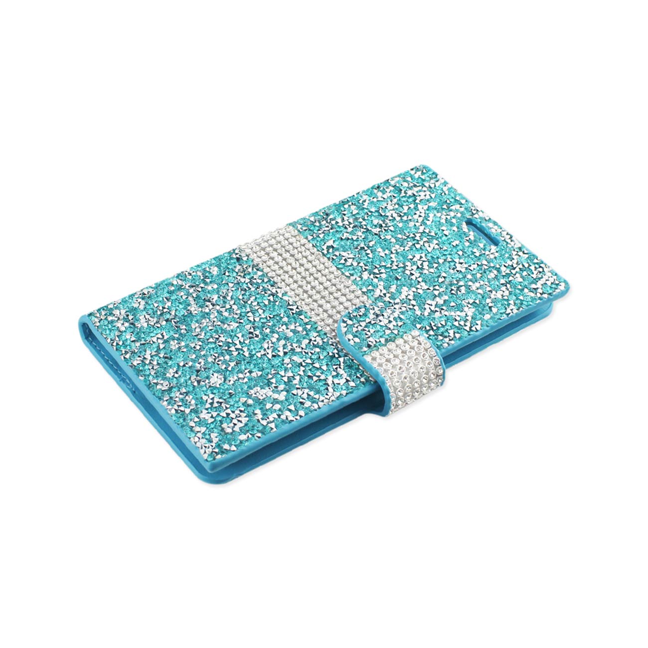 Wallet Case Diamond Rhinestone Samsung Galaxy J7 Blue Color