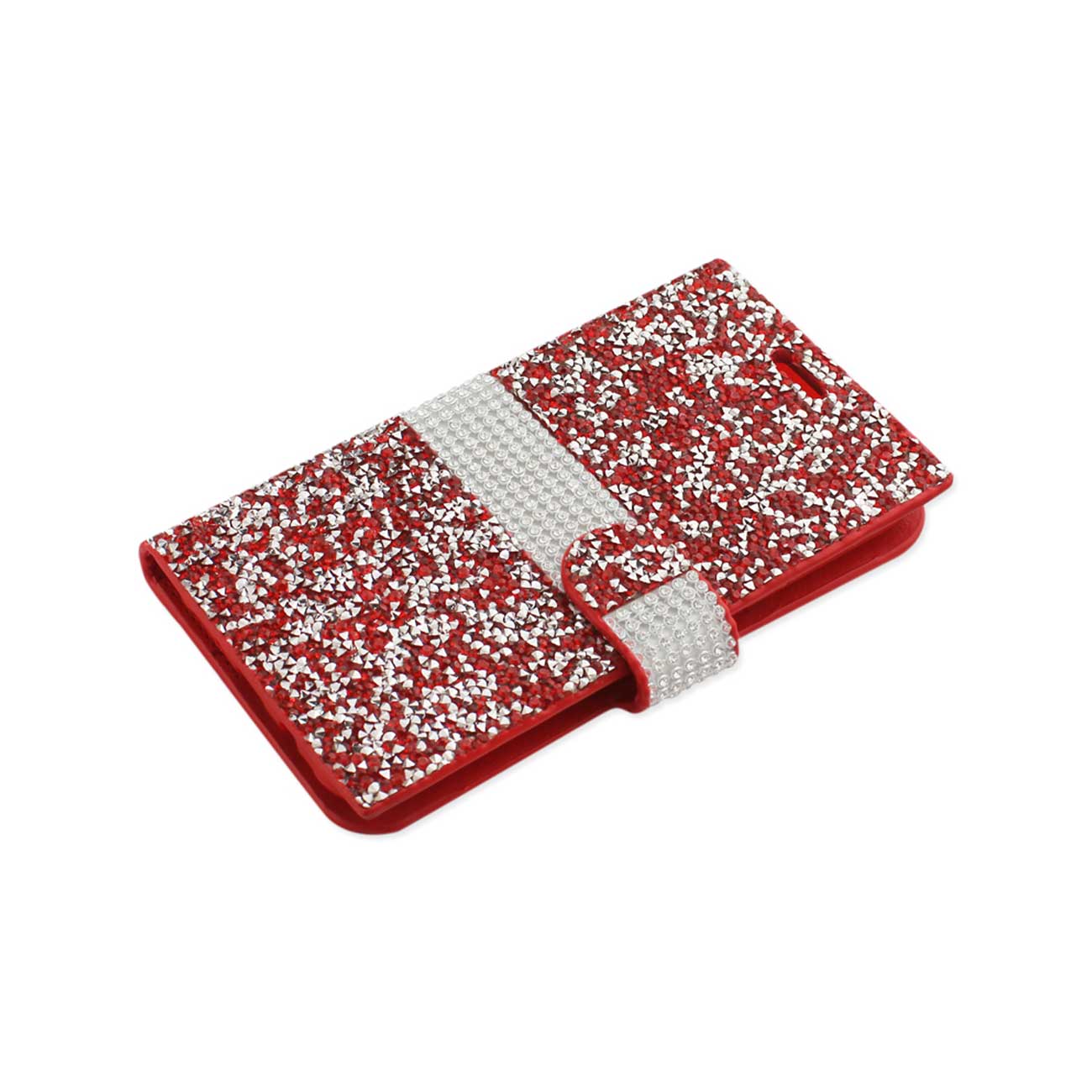Wallet Case Diamond Rhinestone Samsung Galaxy J7 Red Color