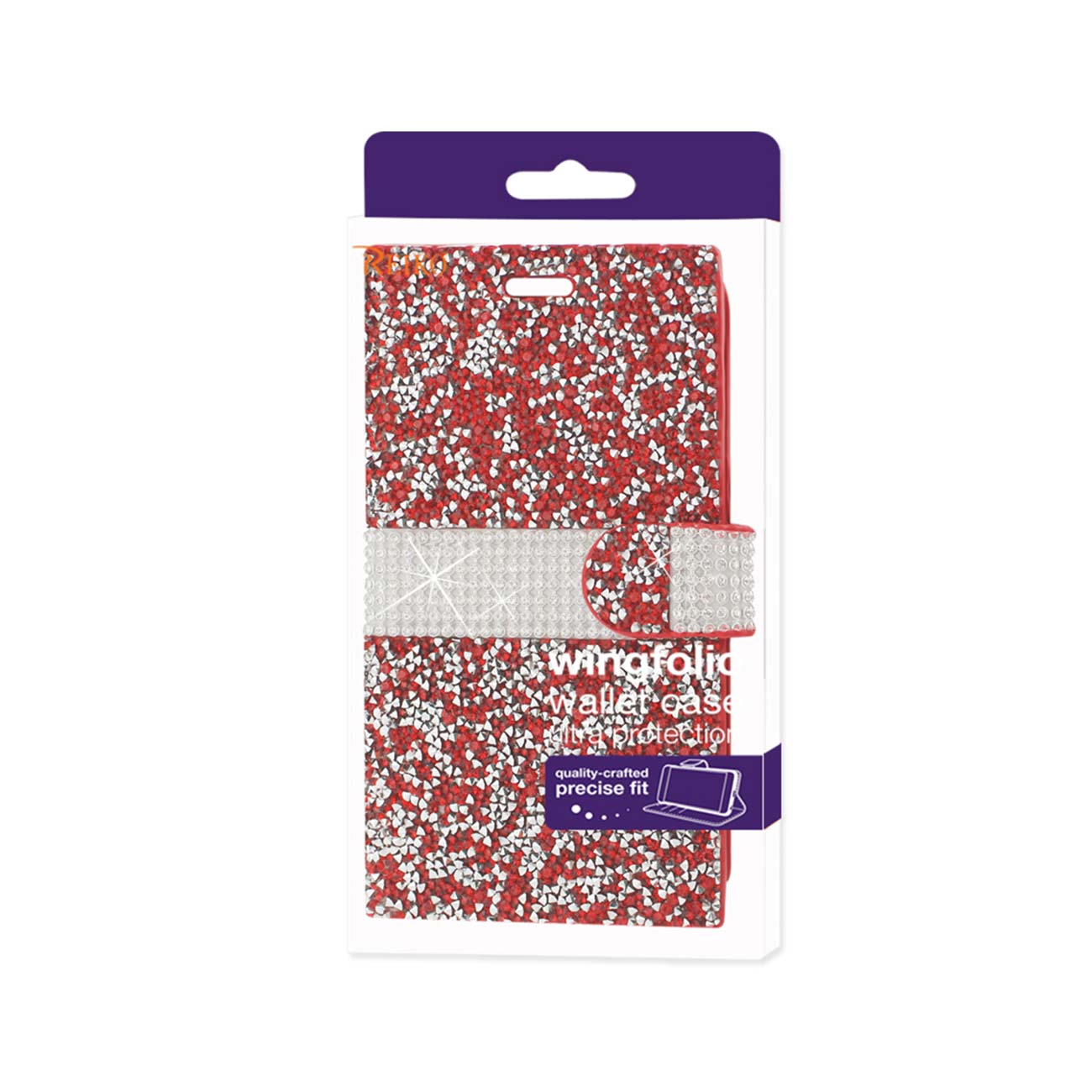 Wallet Case Diamond Rhinestone Samsung Galaxy J7 Red Color