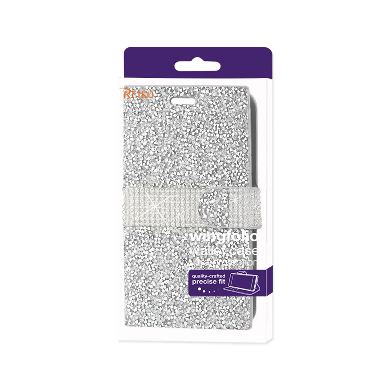 Wallet Case Diamond Rhinestone Samsung Galaxy J7 Silver Color