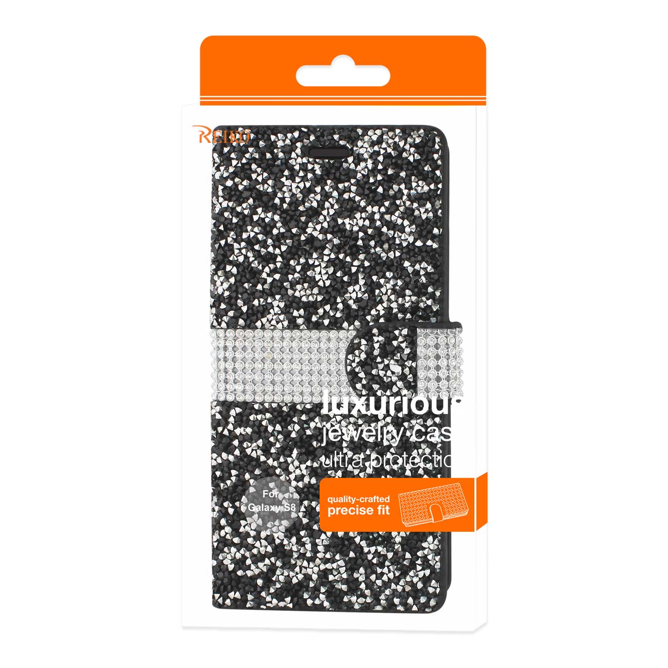 Wallet Case Diamond Rhinestone Samsung Galaxy S8/ SM Black Color
