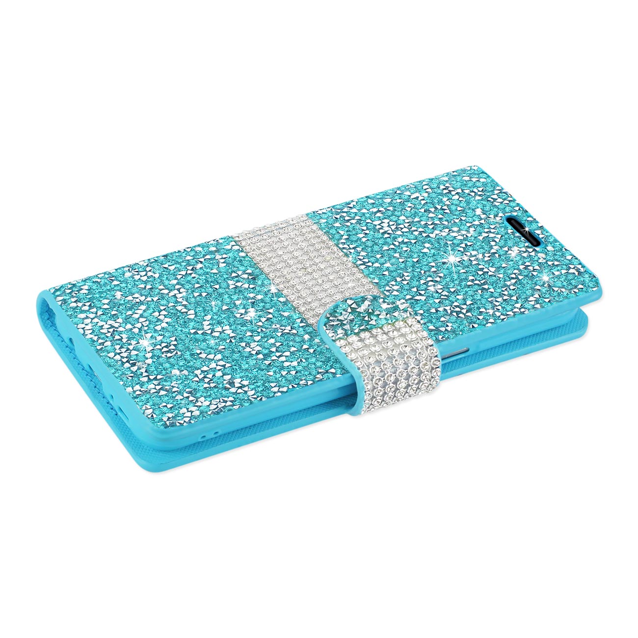 Wallet Case Diamond Rhinestone Samsung Galaxy S8/ SM Blue Color