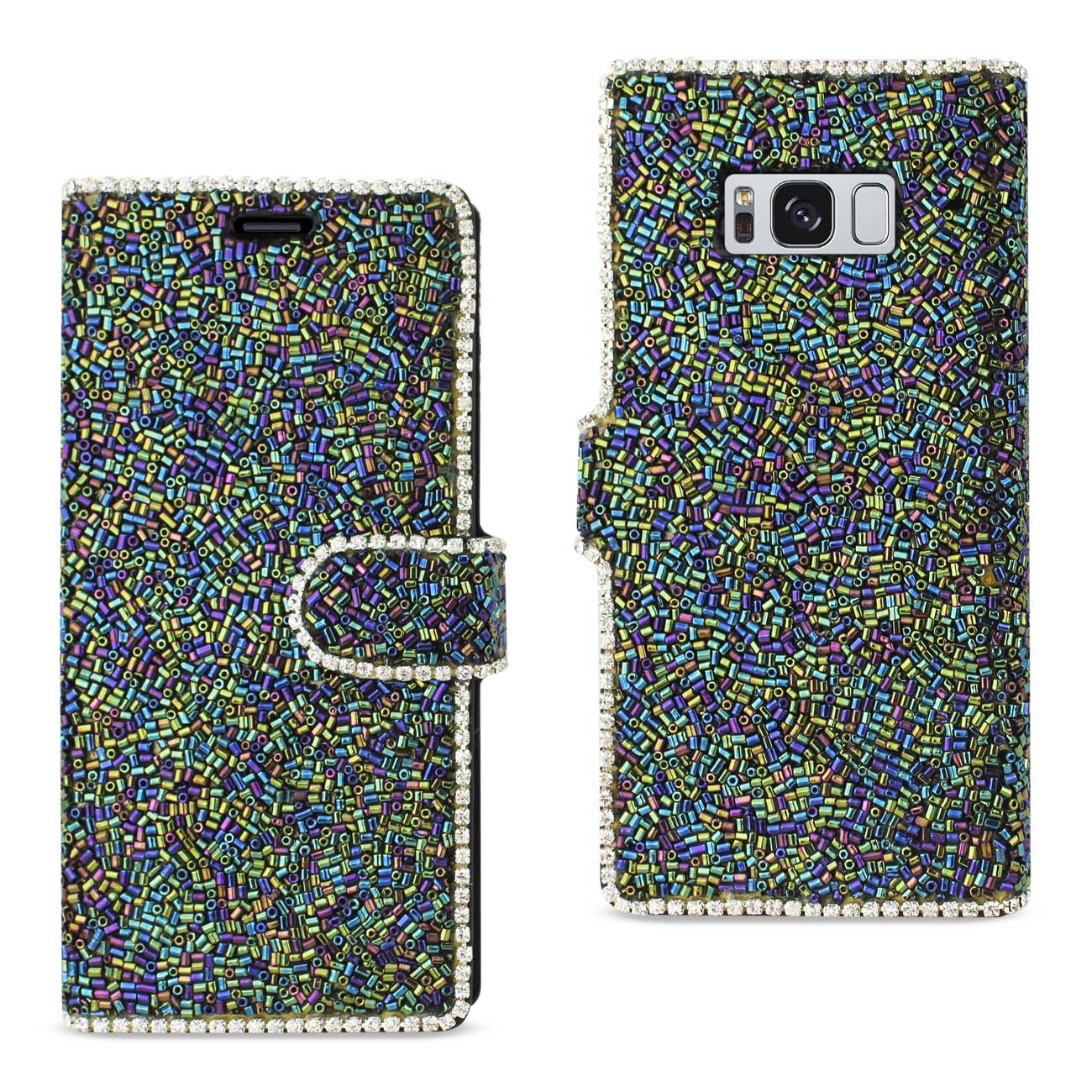 Wallet Case Bead Diamond Samsung Galaxy S8/ SM Black Color