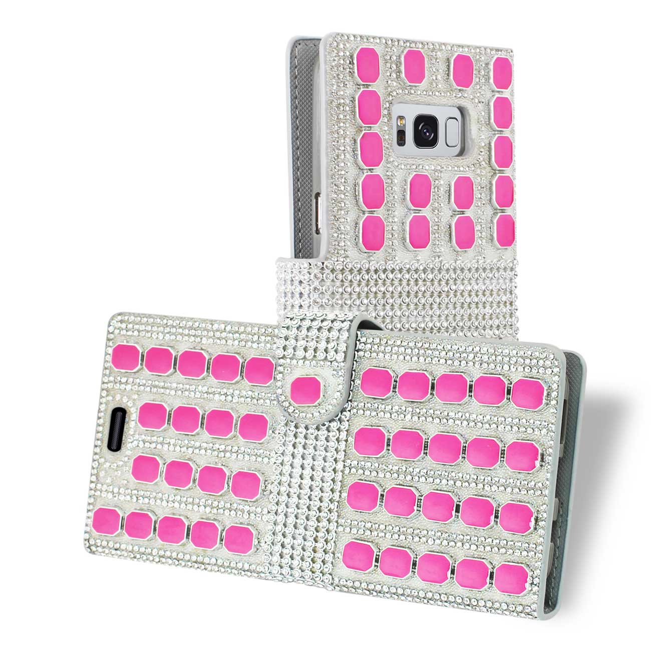 Wallet Case Octagon Diamond Samsung Galaxy S8/ SM Hot Pink Color