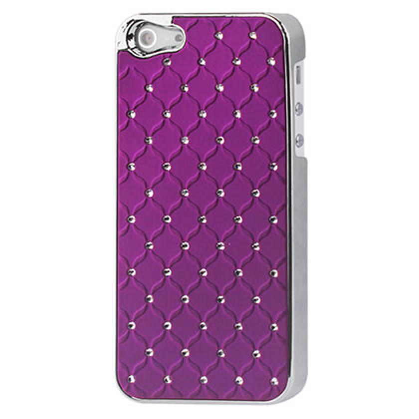 Case Metal Plated Jewelry Diamond Studs iPhone 5/ 5S/ SE Purple Color