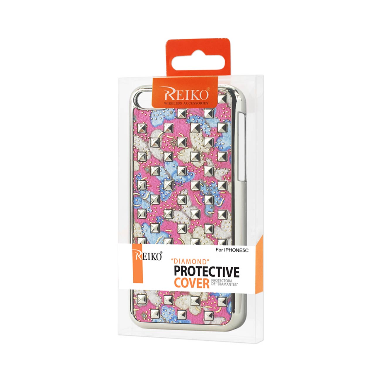 Case Studded Plating Rivets Butterflies Design iPhone 5C Blue Color