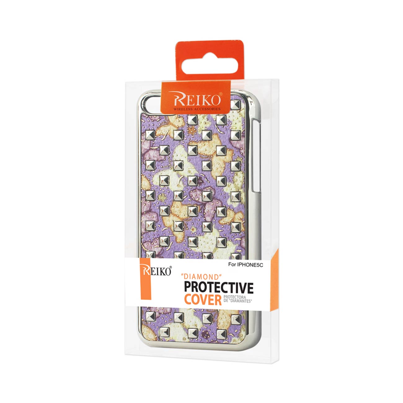Case Studded Plating Rivets Butterflies Design iPhone 5C Purple Color