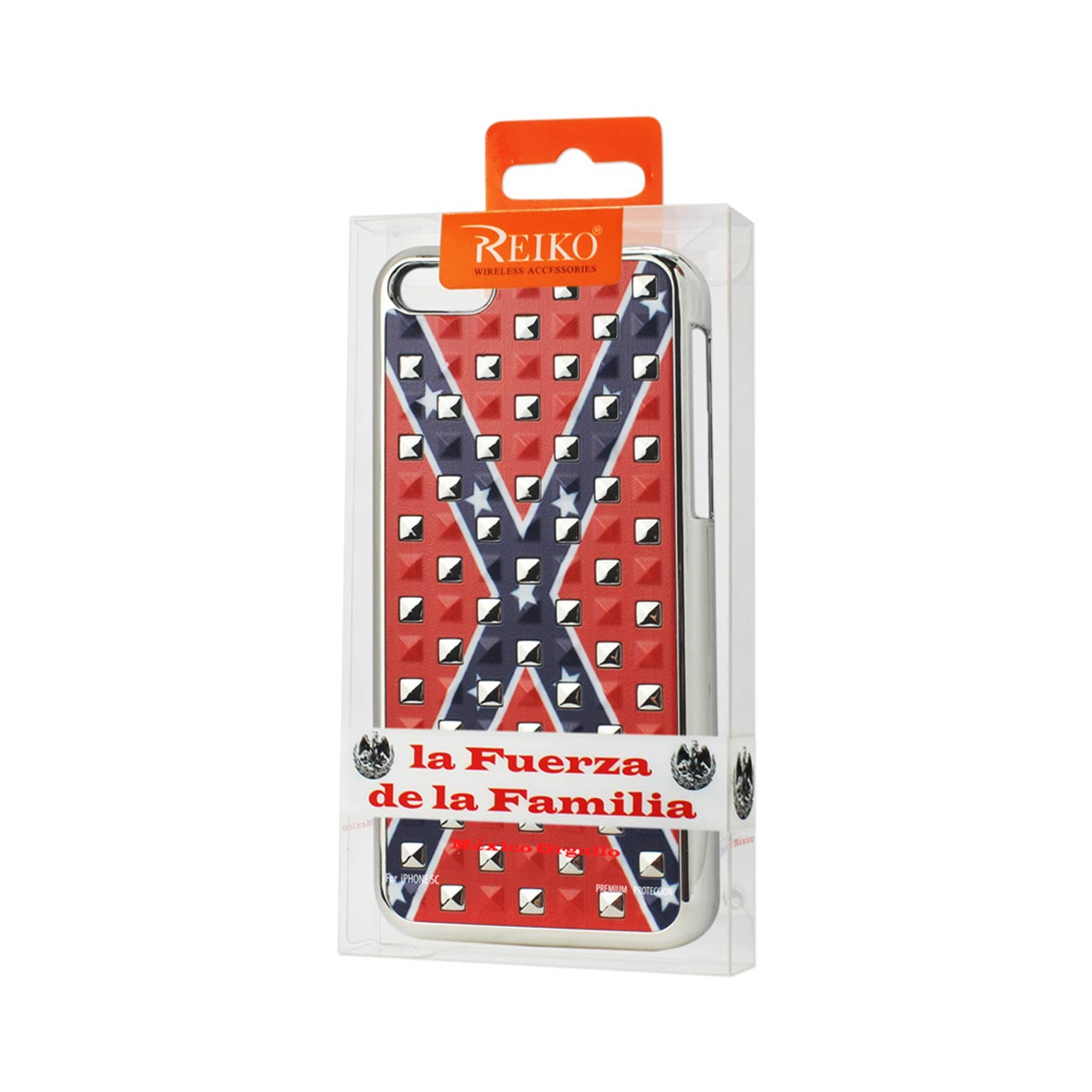 Case Studded Plating Rivets Confederate Flag Design iPhone 5C Red Color
