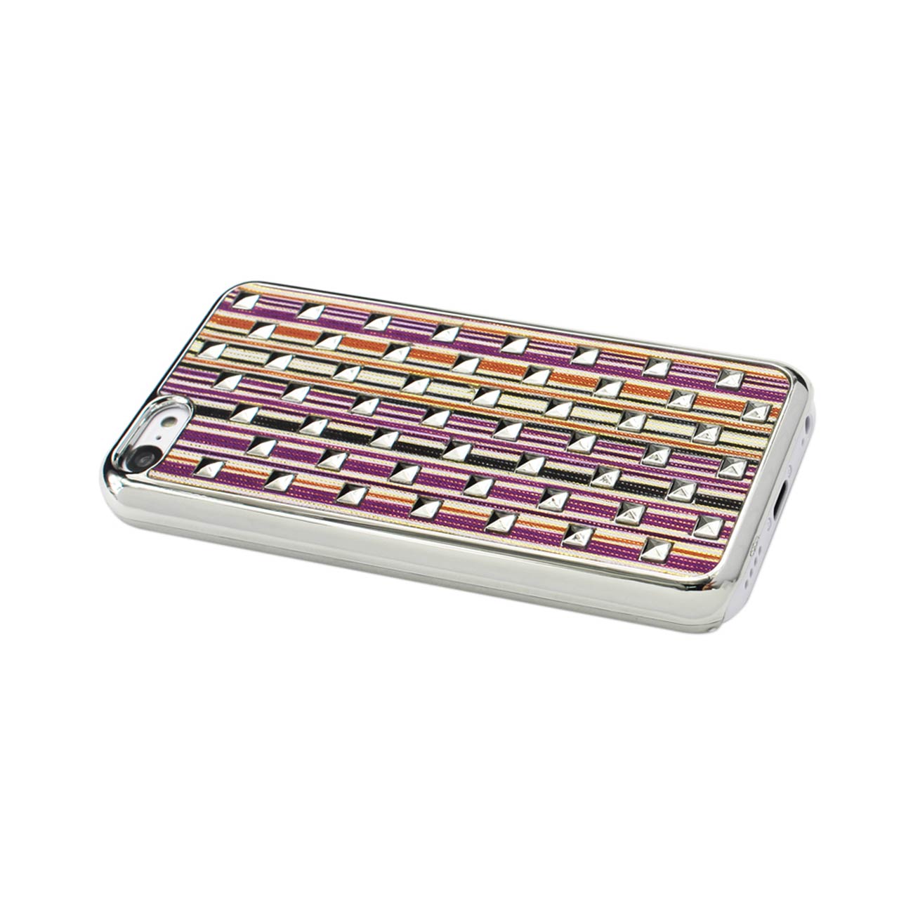 Case Studded Plating Rivets Stripes Design iPhone 5C Purple Color