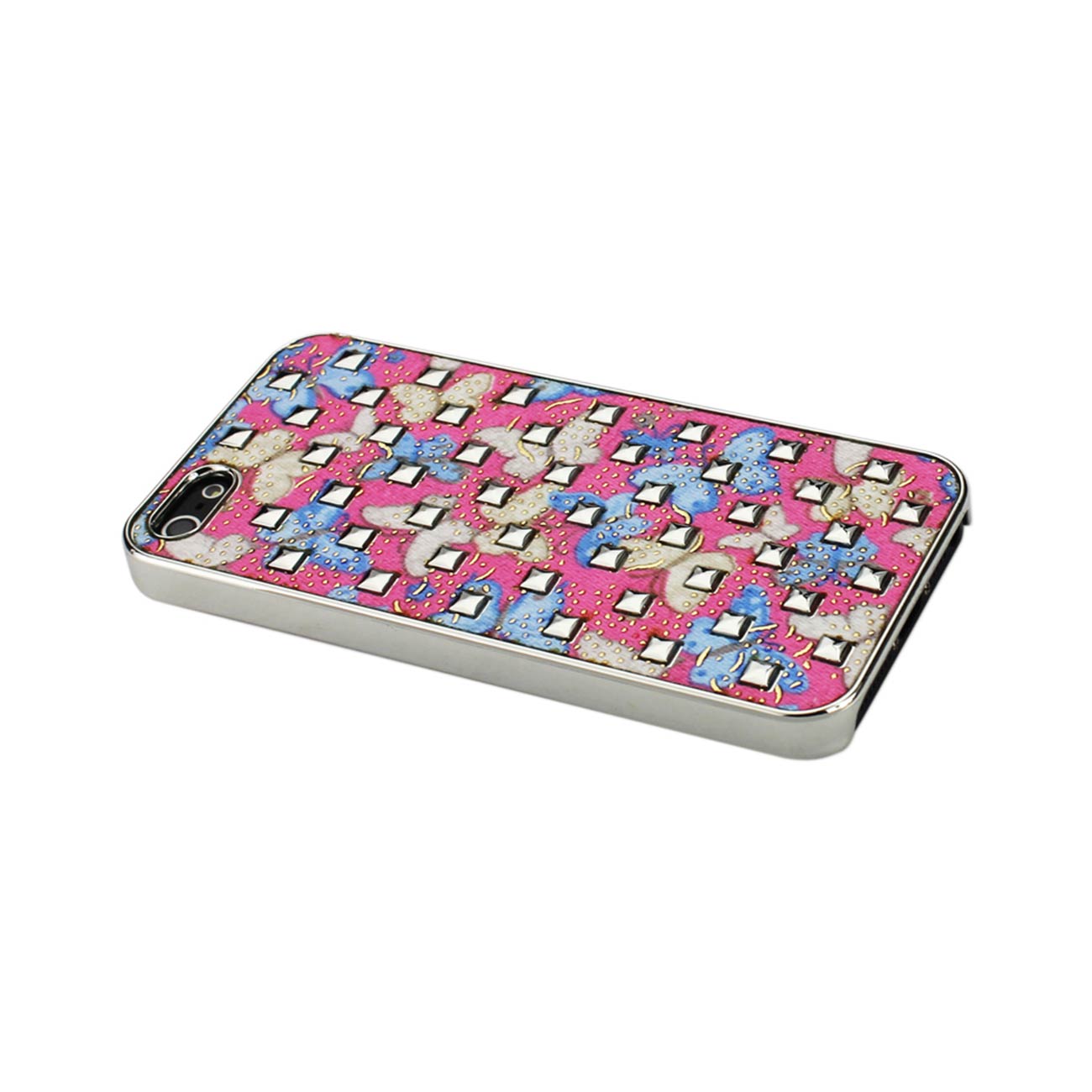 Case Studded Plating Rivets Butterflies Design iPhone SE/ 5S/ 5 Blue Color