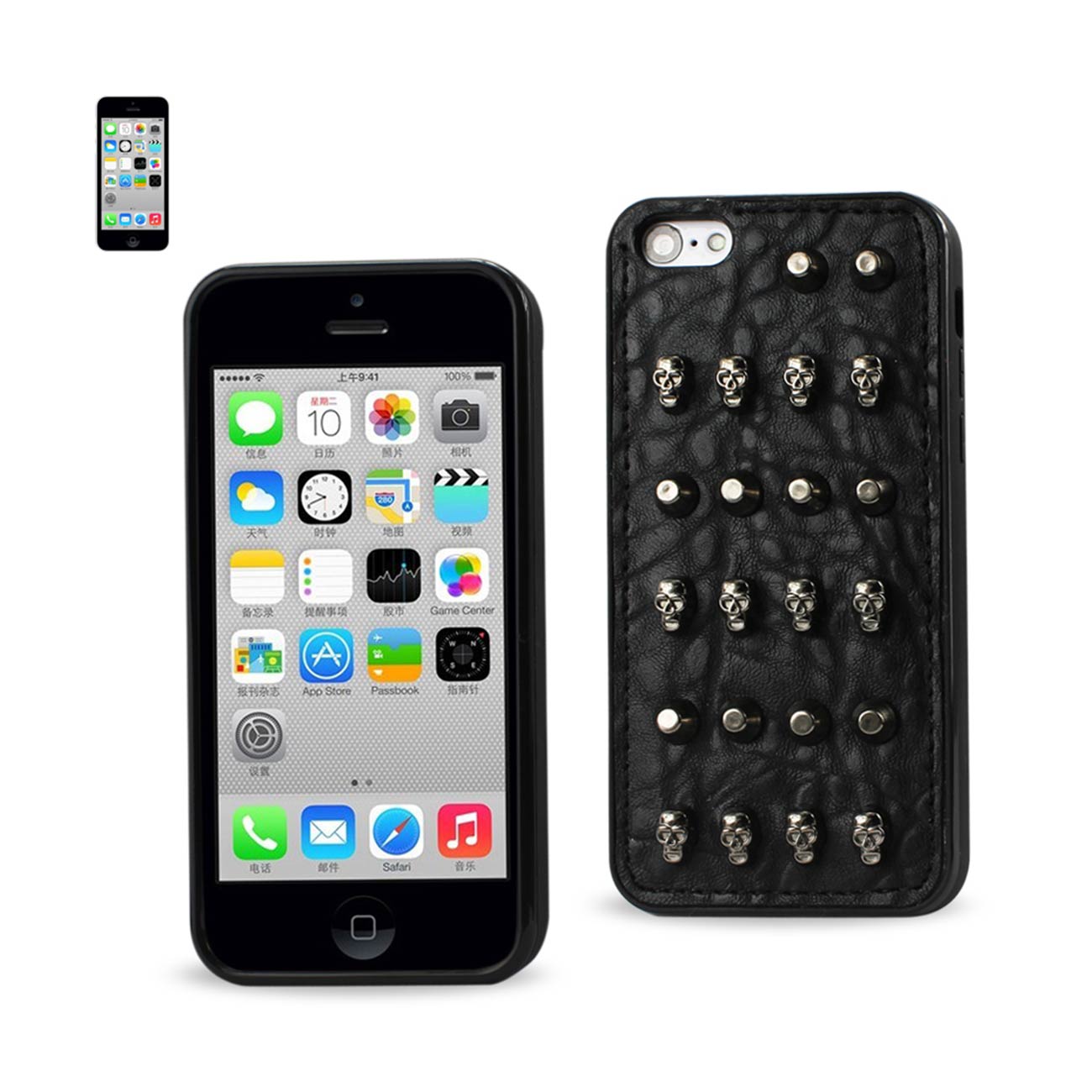 iPhone 5C Sphere And Skull Studded Case In Black
