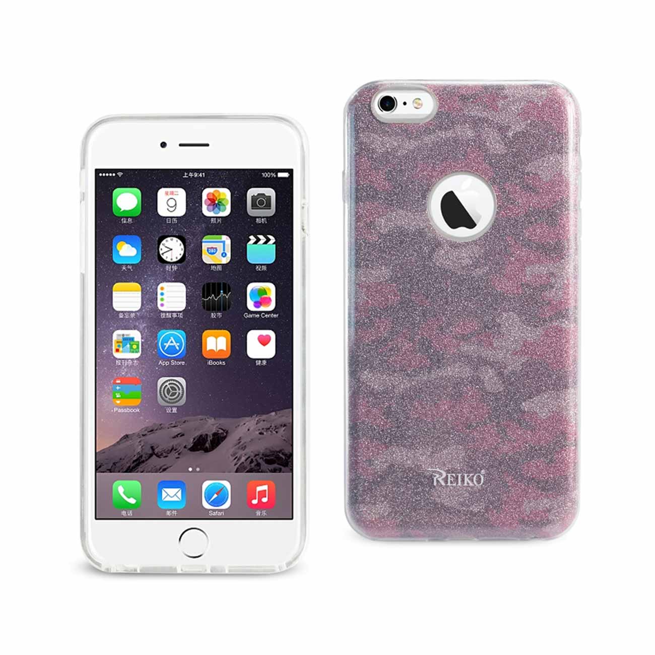 Case Hybrid Shine Glitter Shimmer iPhone 6 Plus/ 6S Plus Camouflage Hot Pink Color