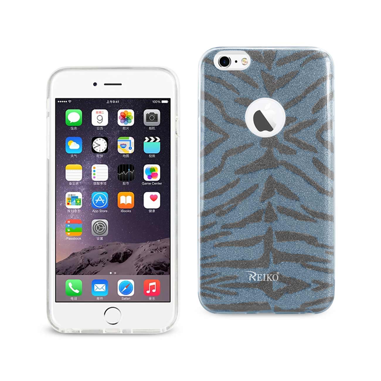 Case Hybrid Shine Glitter Shimmer Tiger Stripe iPhone 6 Plus/ 6S Plus Blue Color