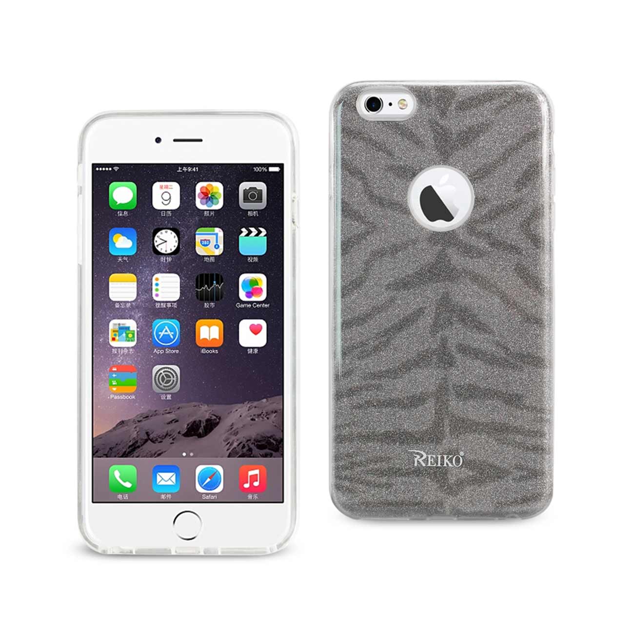 Case Hybrid Shine Glitter Shimmer Tiger Stripe iPhone 6 Plus/ 6S Plus Gray Color