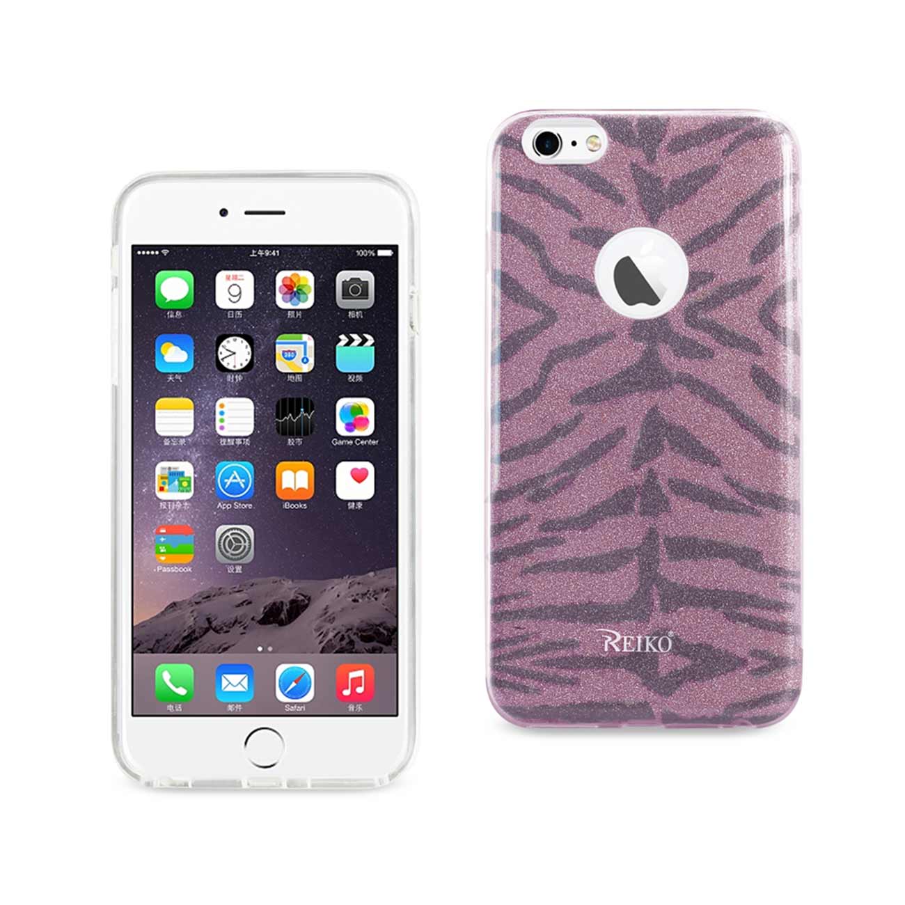 Case Hybrid Shine Glitter Shimmer Tiger Stripe iPhone 6 Plus/ 6S Plus Hot Pink Color