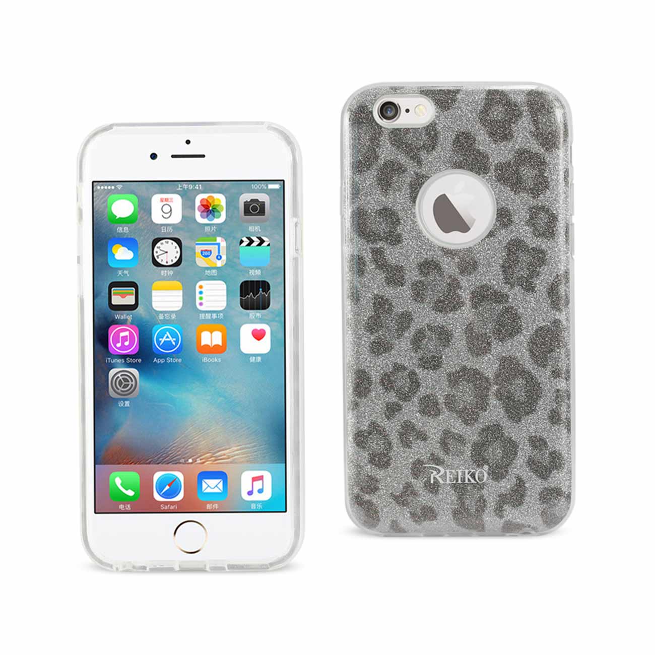 Case Hybrid Shine Glitter Shimmer Leopard iPhone 6/ 6S Silver Color