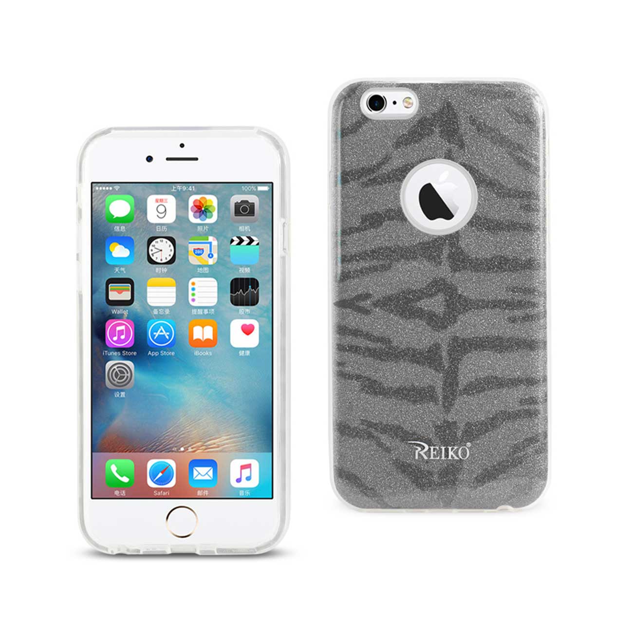 Case Hybrid Shine Glitter Shimmer Tiger Stripe iPhone 6/ 6S Gray Color