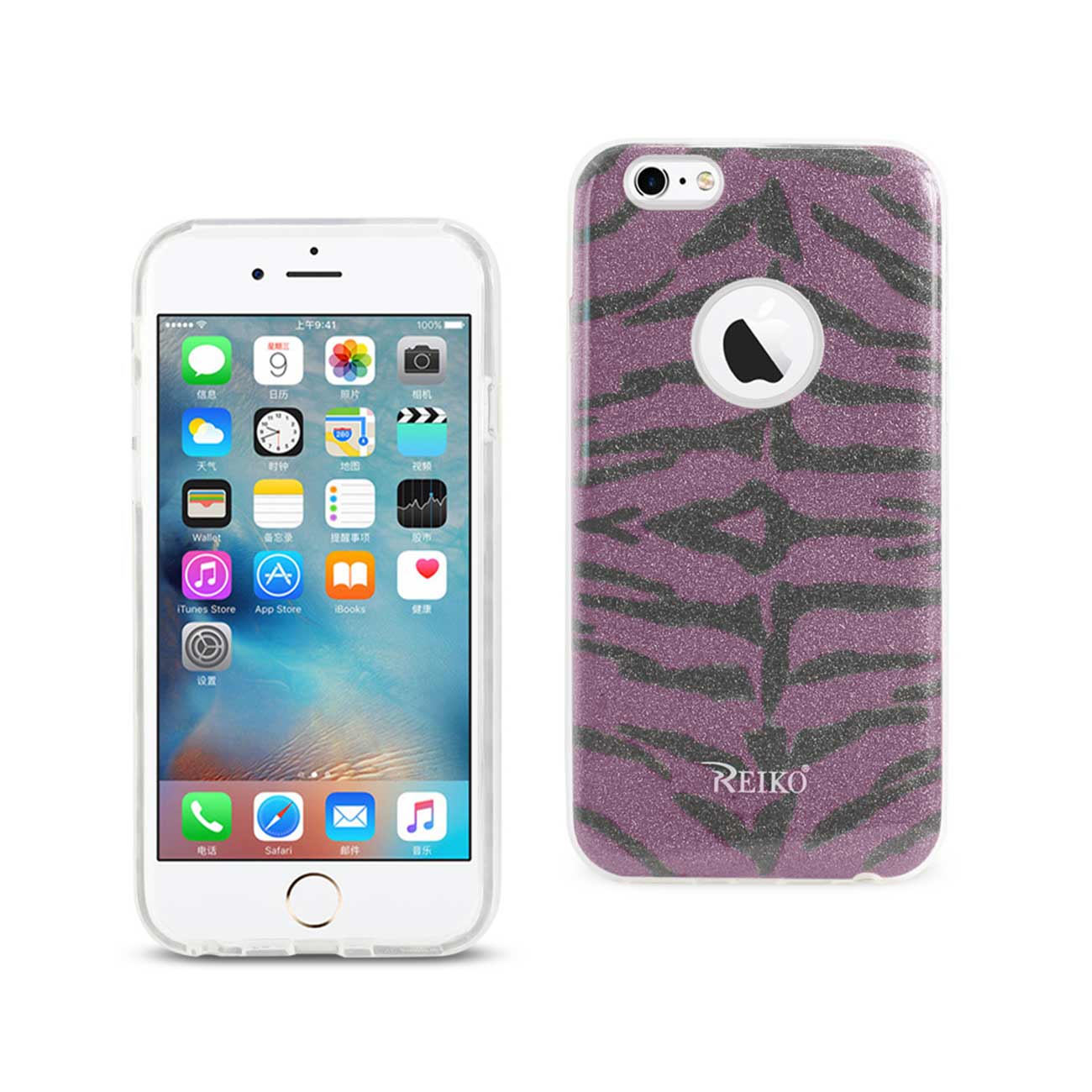 Case Hybrid Shine Glitter Shimmer Tiger Stripe iPhone 6/ 6S Purple Color