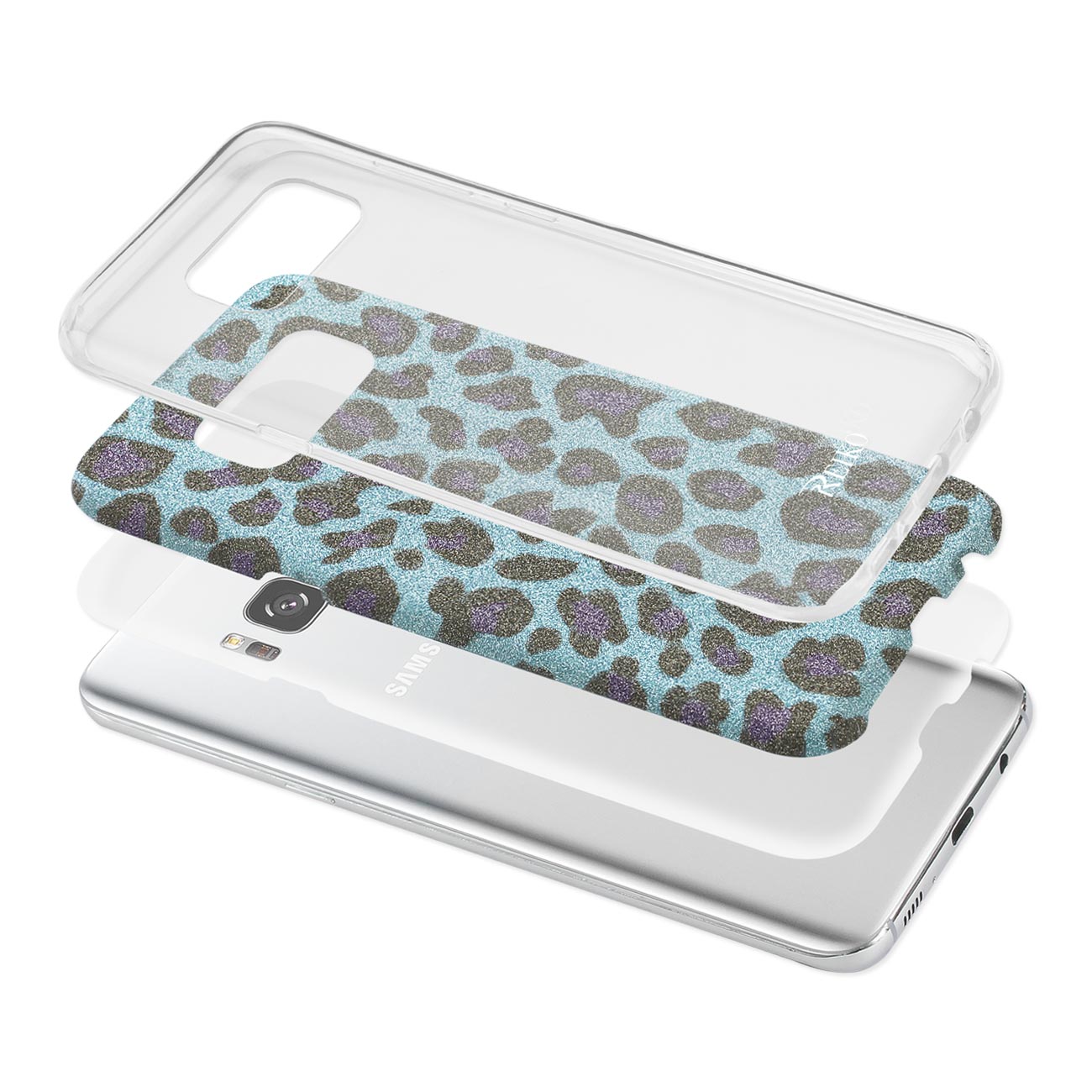 Case Hybrid Shine Glitter Shimmer Leopard Samsung Galaxy S8 Edge/ S8 Plus Blue Color