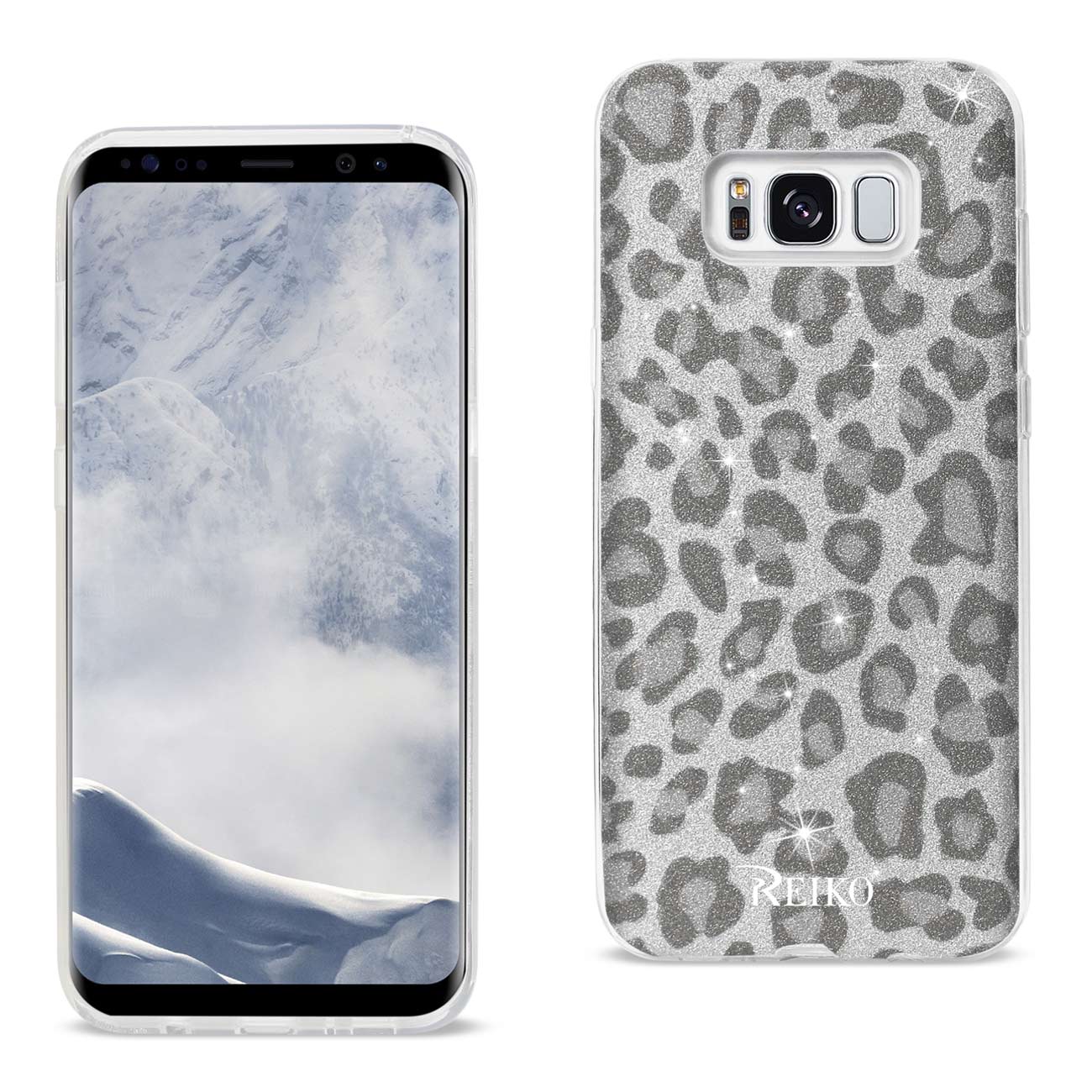 Case Hybrid Samsung Shine Glitter Shimmer Leopard Galaxy S8 Edge/ S8 Plus Silver Color