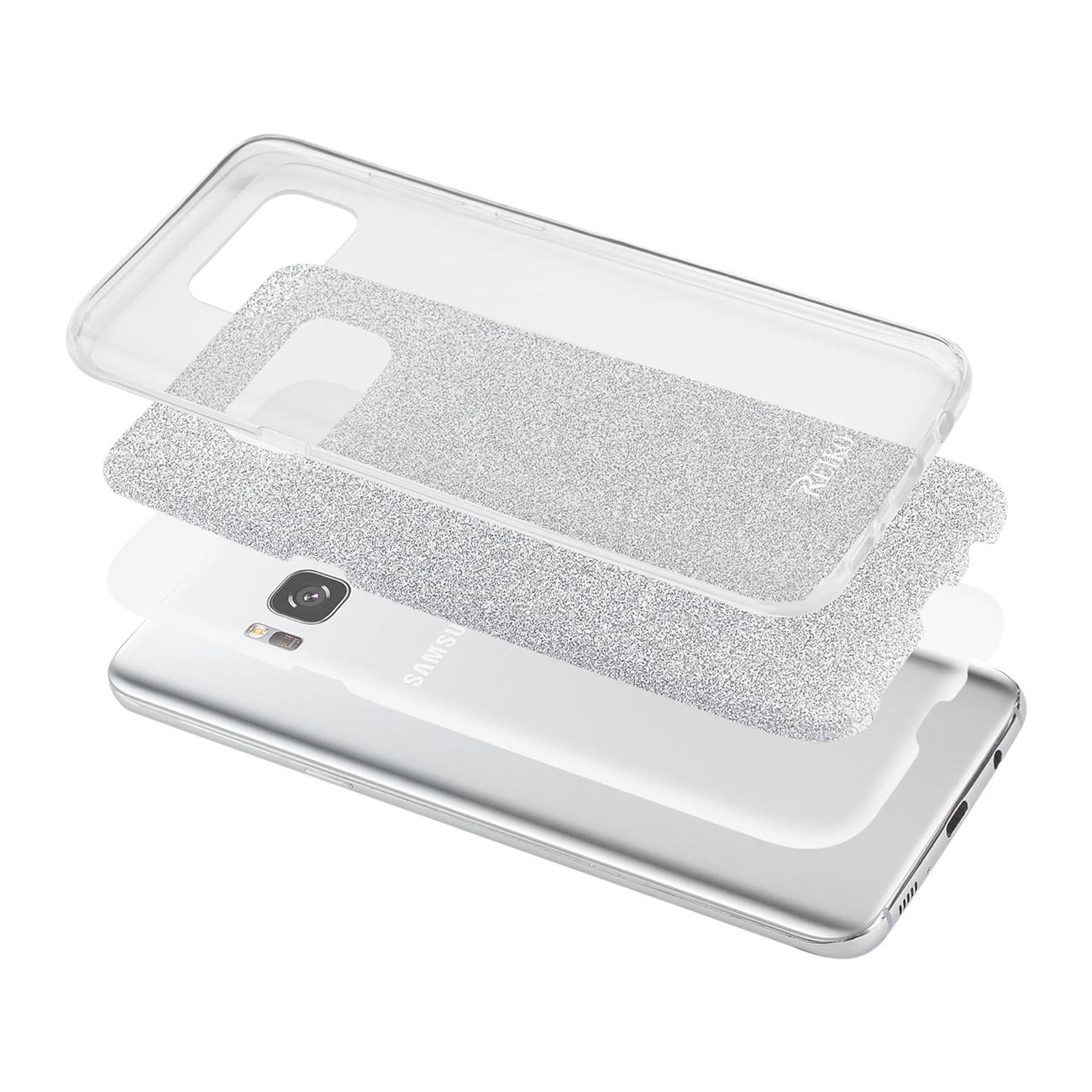 Case Hybrid Shine Glitter Shimmer Samsung Galaxy S8 Edge / S8 Plus Silver Color