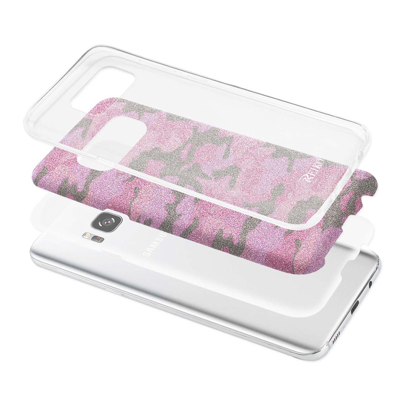 Case Hybrid Shine Glitter Shimmer Camouflage Samsung Galaxy S8/ SM Hot Pink Color
