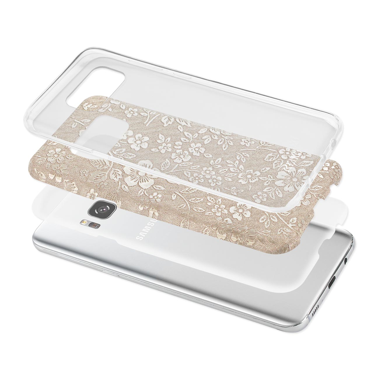 Case Hybrid Shine Glitter Shimmer Plum Blossom Galaxy S8/ SM Gold Color
