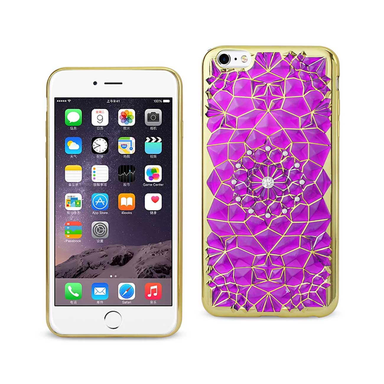 Case TPU Soft Sparkling Diamond Sunflower Design iPhone 6 Plus/ 6S Plus Purple Color
