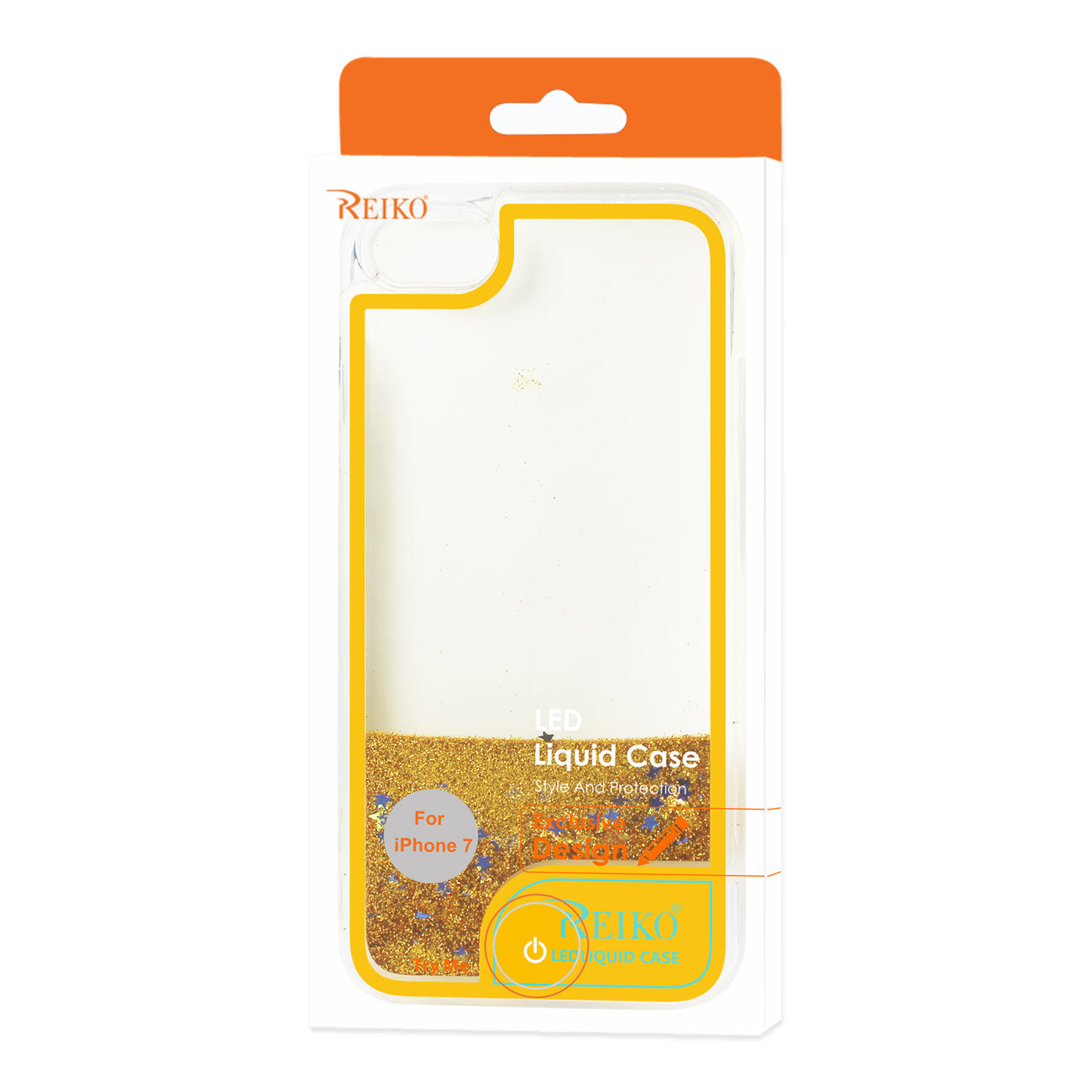 Case With Flowing Glitter And Led Effect iPhone 7/ 8/ SE2 Yellow Color