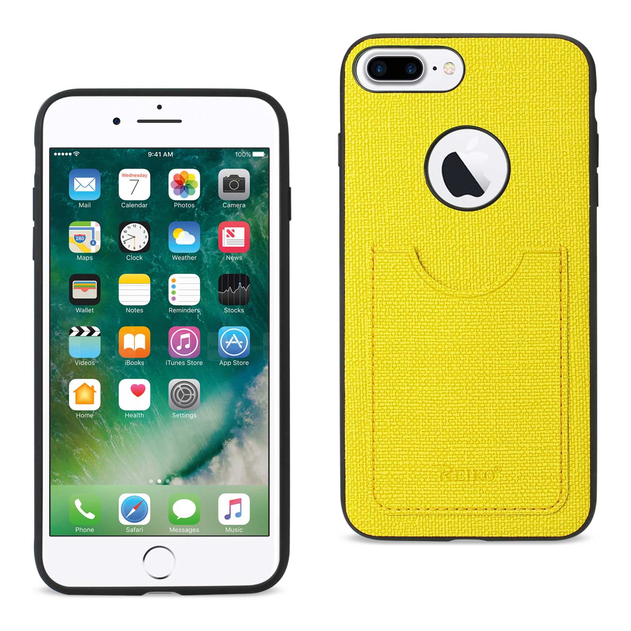 Protector Cover Anti-Slip Texture With Card Slot iPhone 8 Plus/ 7 Plus Yellow Color