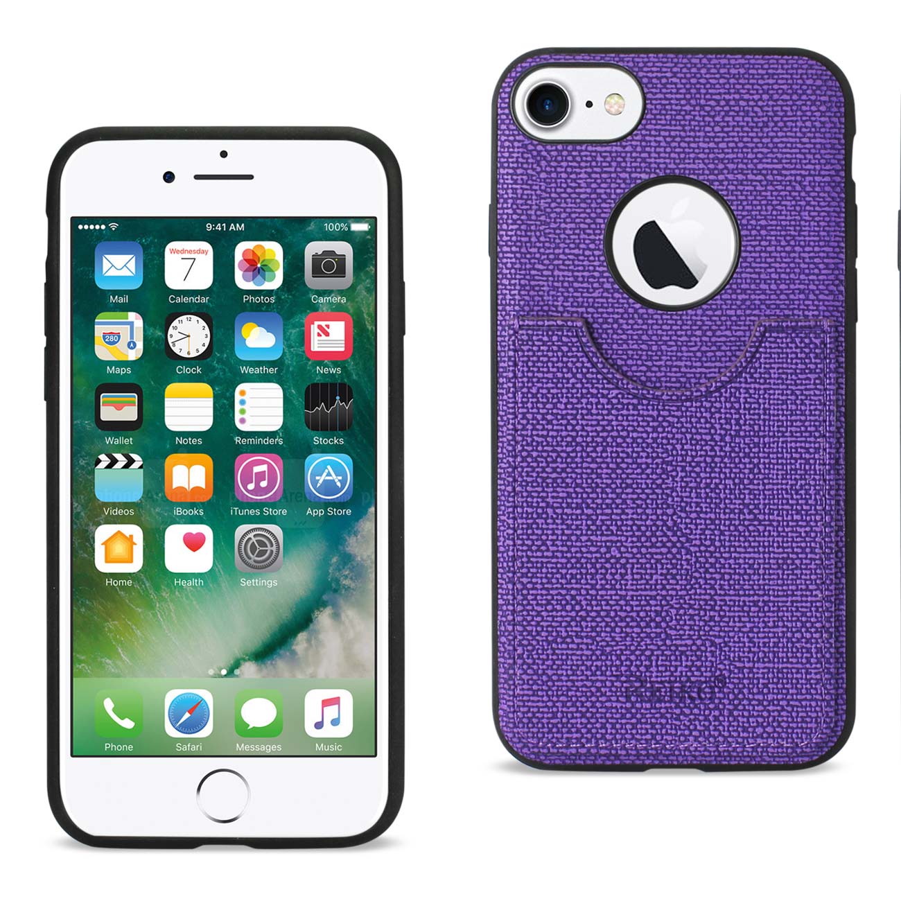 Cover Protector Texture Anti-Slip Card Slot iPhone 7/ 8/ SE2 Purple Color