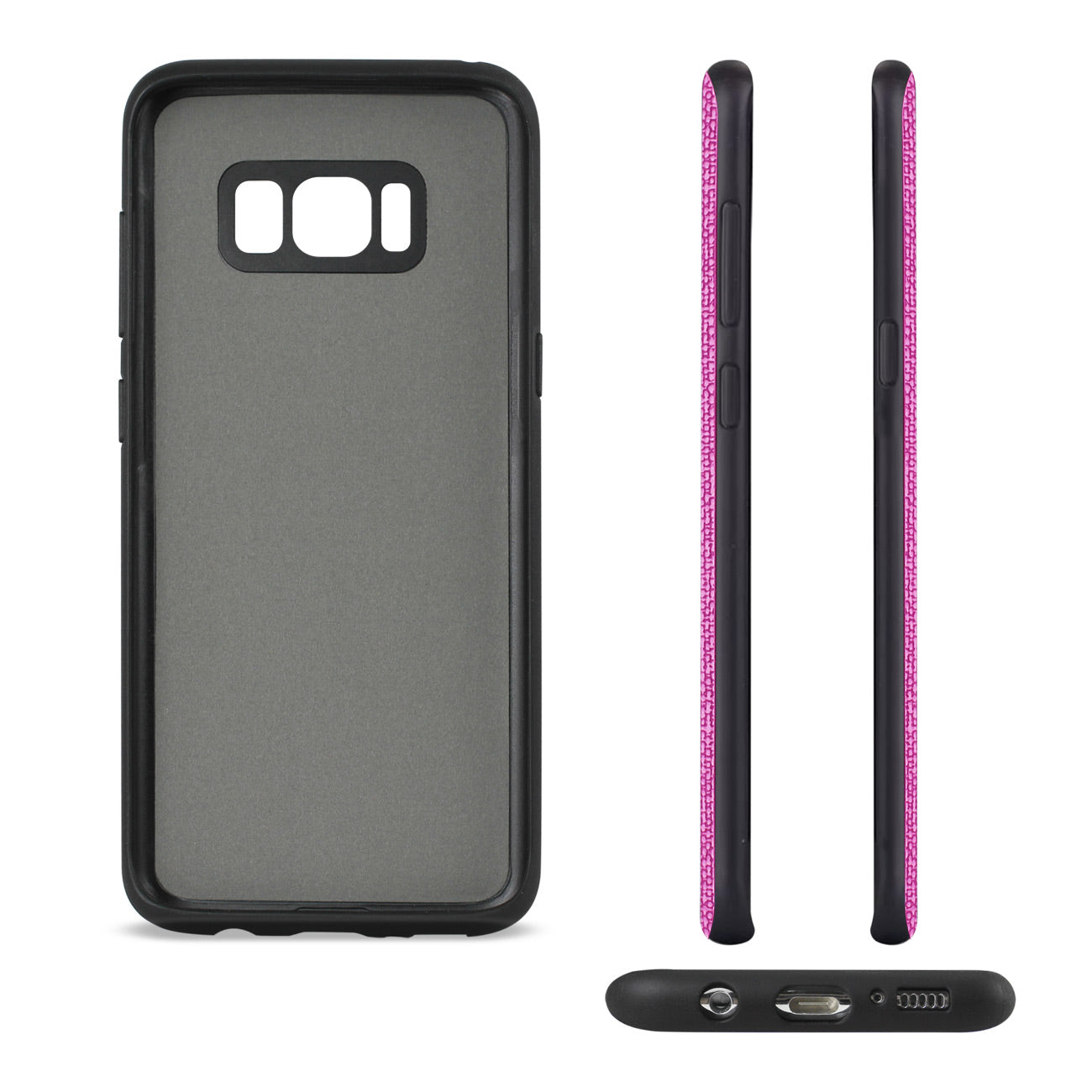 Samsung Galaxy S8 Edge/ S8 Plus Anti-Slip Texture Protector Cover With Card Slot In Hot Pink