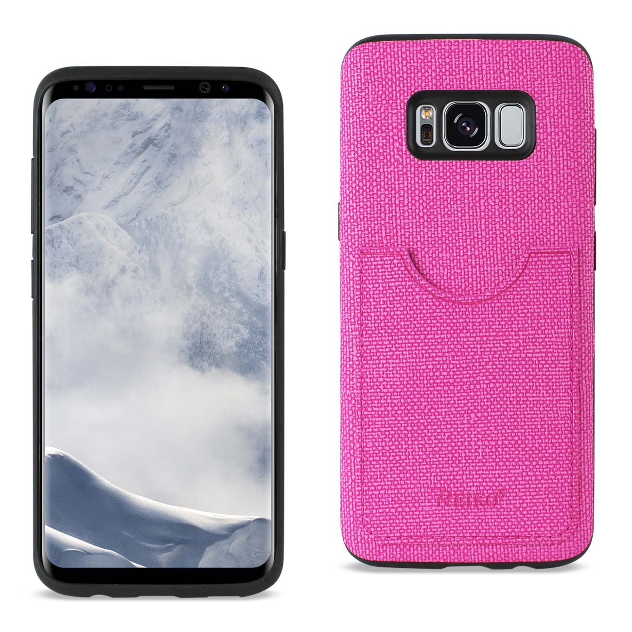 Samsung Galaxy S8/ SM Anti-Slip Texture Protector Cover With Card Slot In Hot Pink