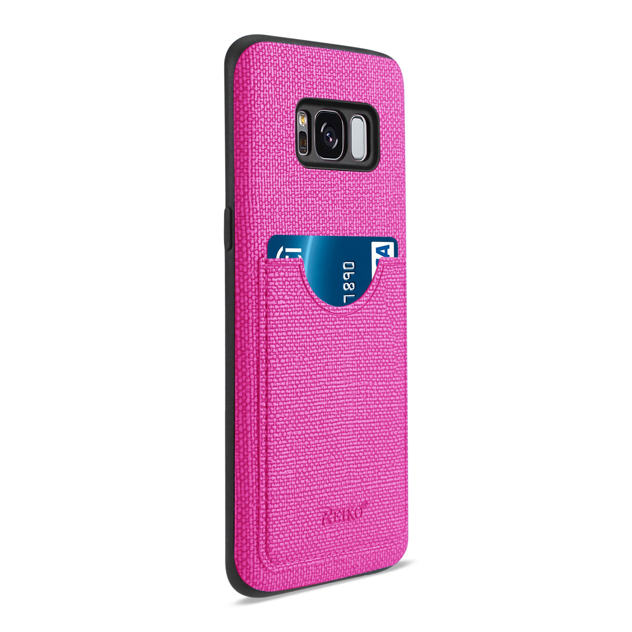 Samsung Galaxy S8/ SM Anti-Slip Texture Protector Cover With Card Slot In Hot Pink