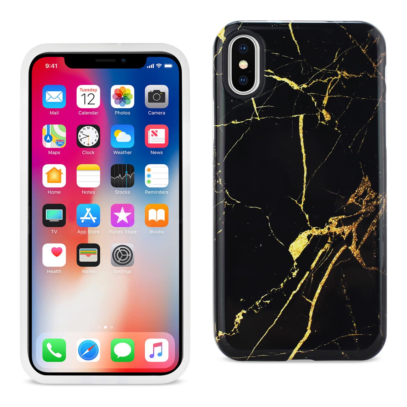iPhone X/iPhone XS Streak Marble iPhone Cover In Black