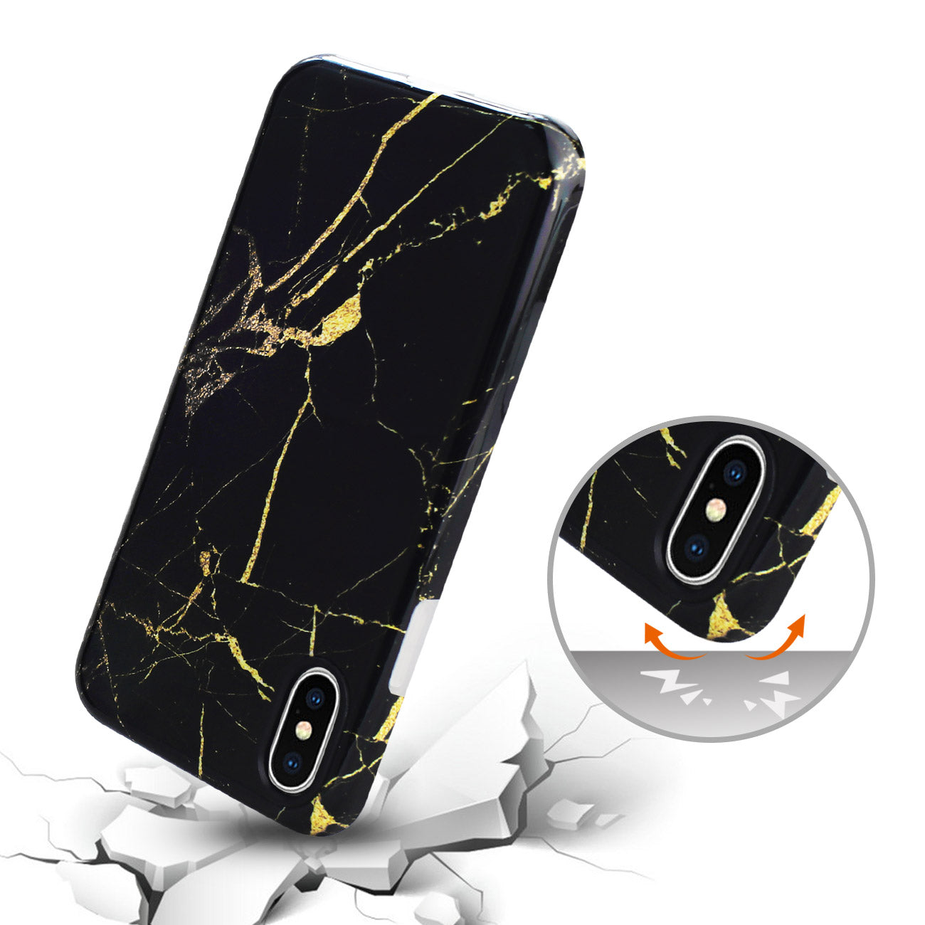 iPhone X/iPhone XS Streak Marble iPhone Cover In Black