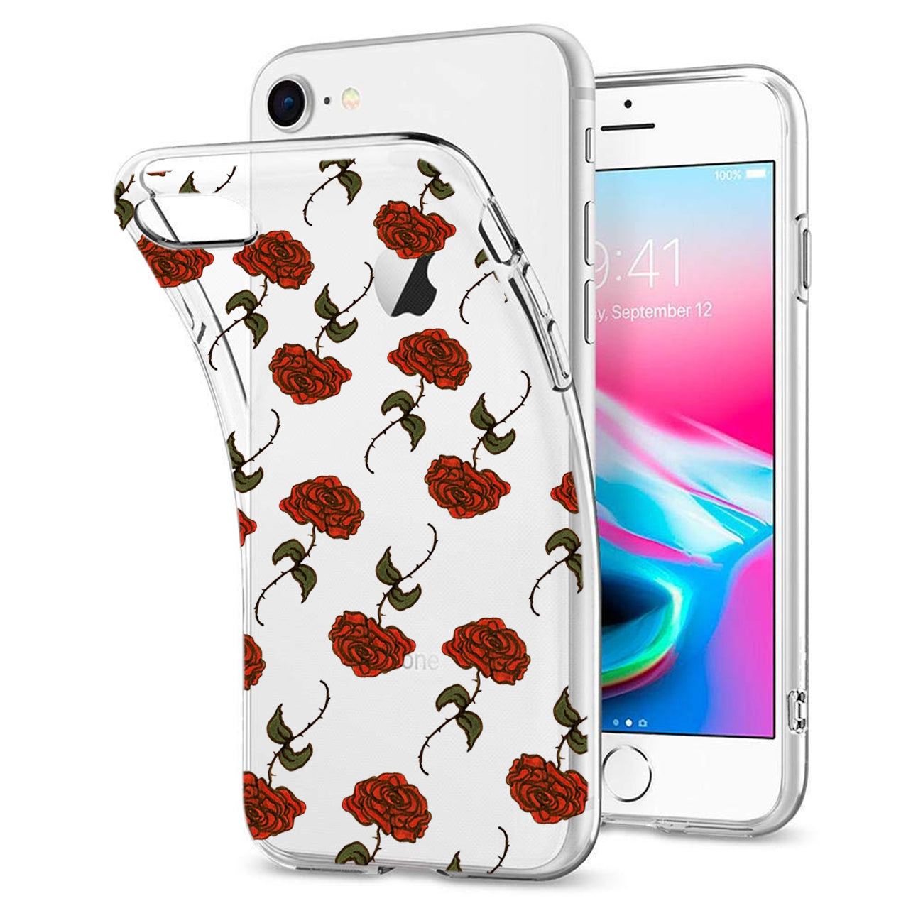 Reiko iPhone 7/8/SE2 Design Air Cushion Case With Rose Design