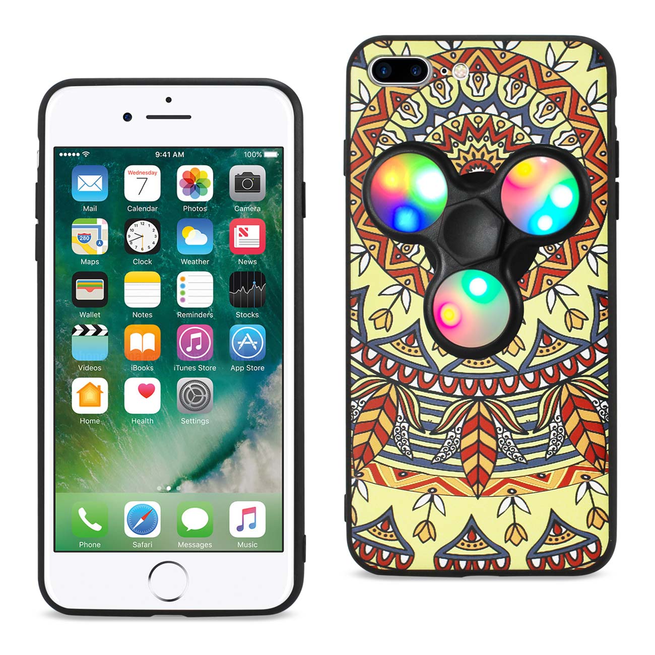 Case With LED Fidget Spinner Clip On The Inspiration Of Terre Design iPhone 7 Plus Saffron Color