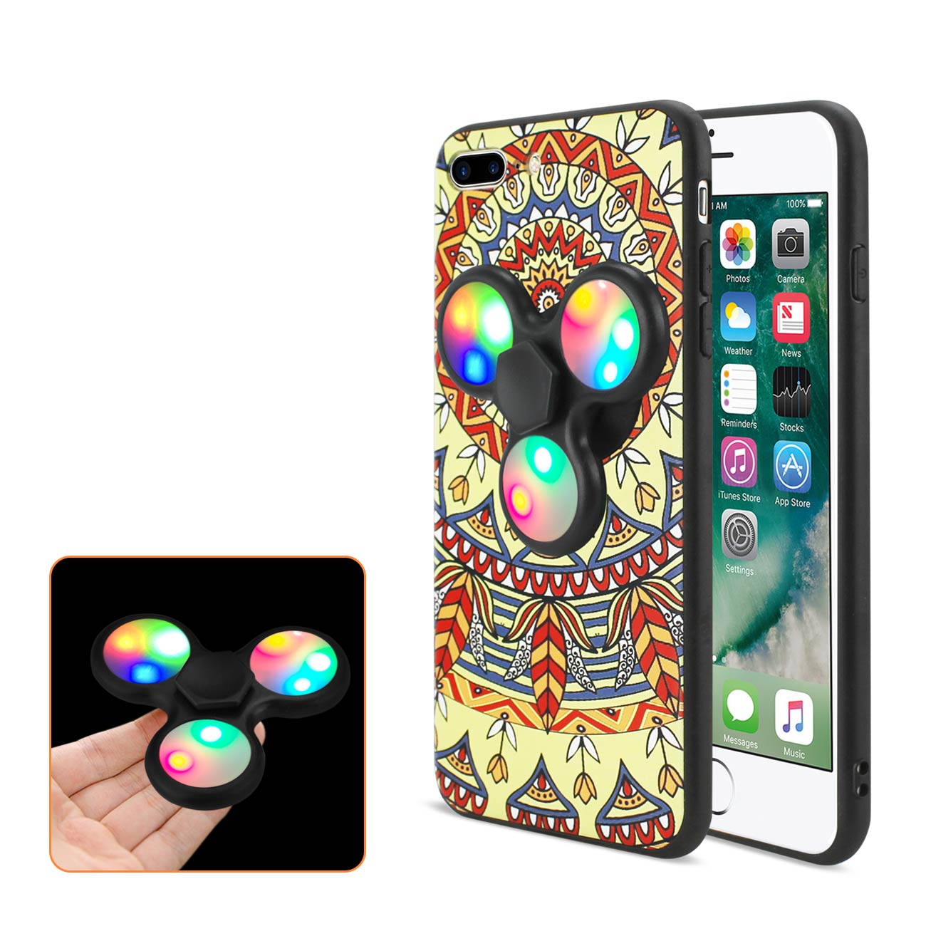 Case With LED Fidget Spinner Clip On The Inspiration Of Terre Design iPhone 7 Plus Saffron Color