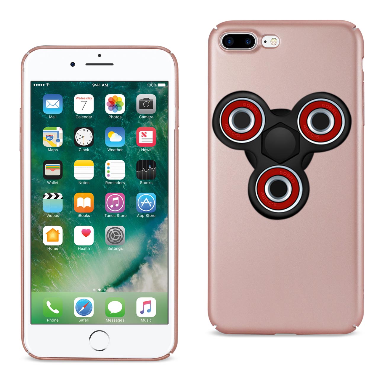 Case With Fidget Spinner Clip On iPhone 8 Plus/ 7 Plus Rose Gold Color